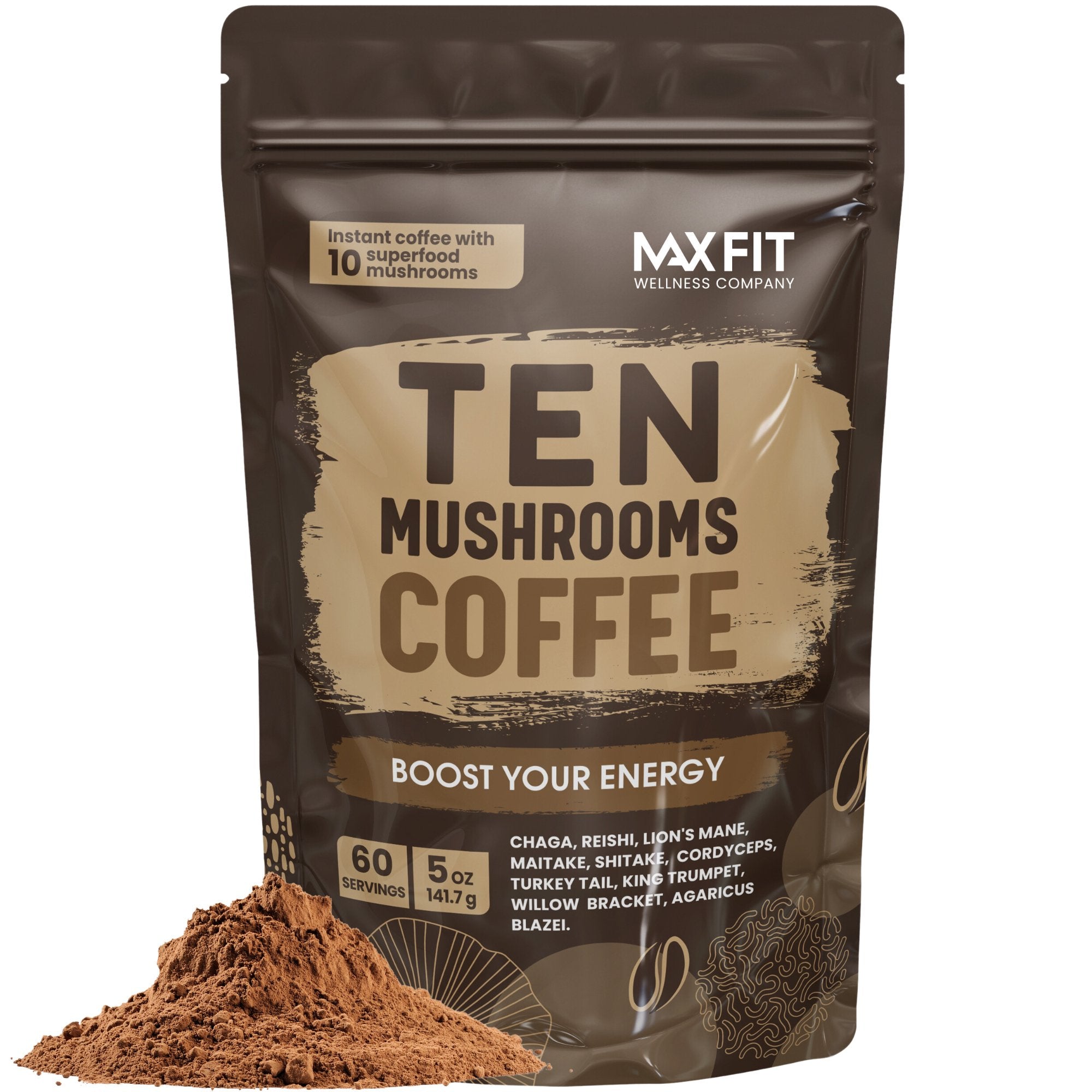 10 Mushrooms Instant Coffee \u2013 Max Fit Wellness